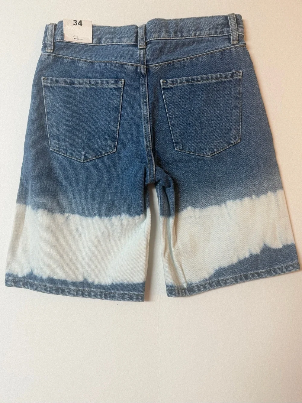 MNG Denim Bermuda Shorts Size 2 Blue White Bleached NWT